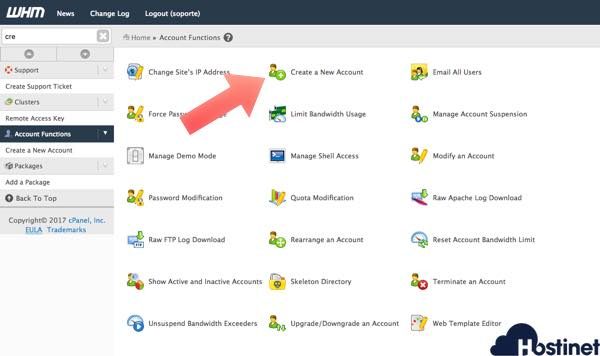 crear cuenta cpanel whm blog
